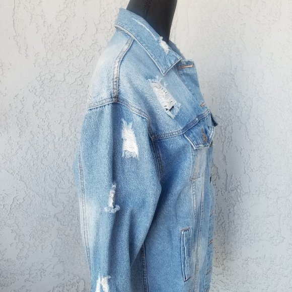 FAshion Nova LGBTQ distressed denim jacket - Picture 8 of 13